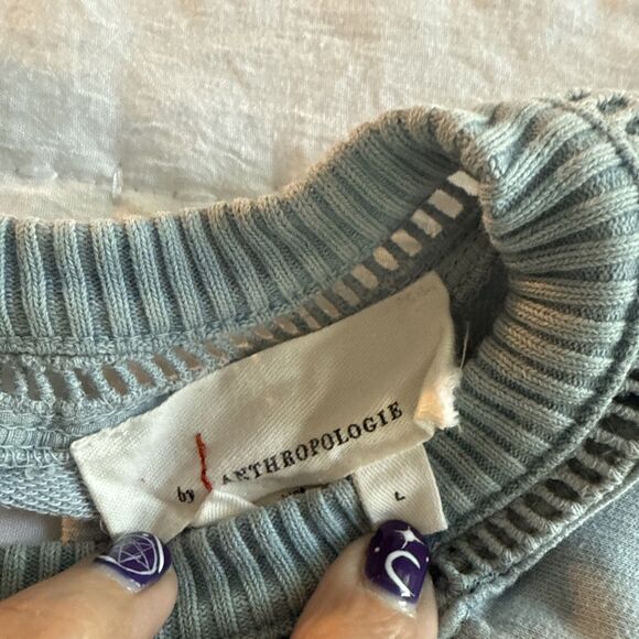 Women’s Anthropologie Wendy Eyelet Sweater Sweatshirt Large - Picture 4 of 9